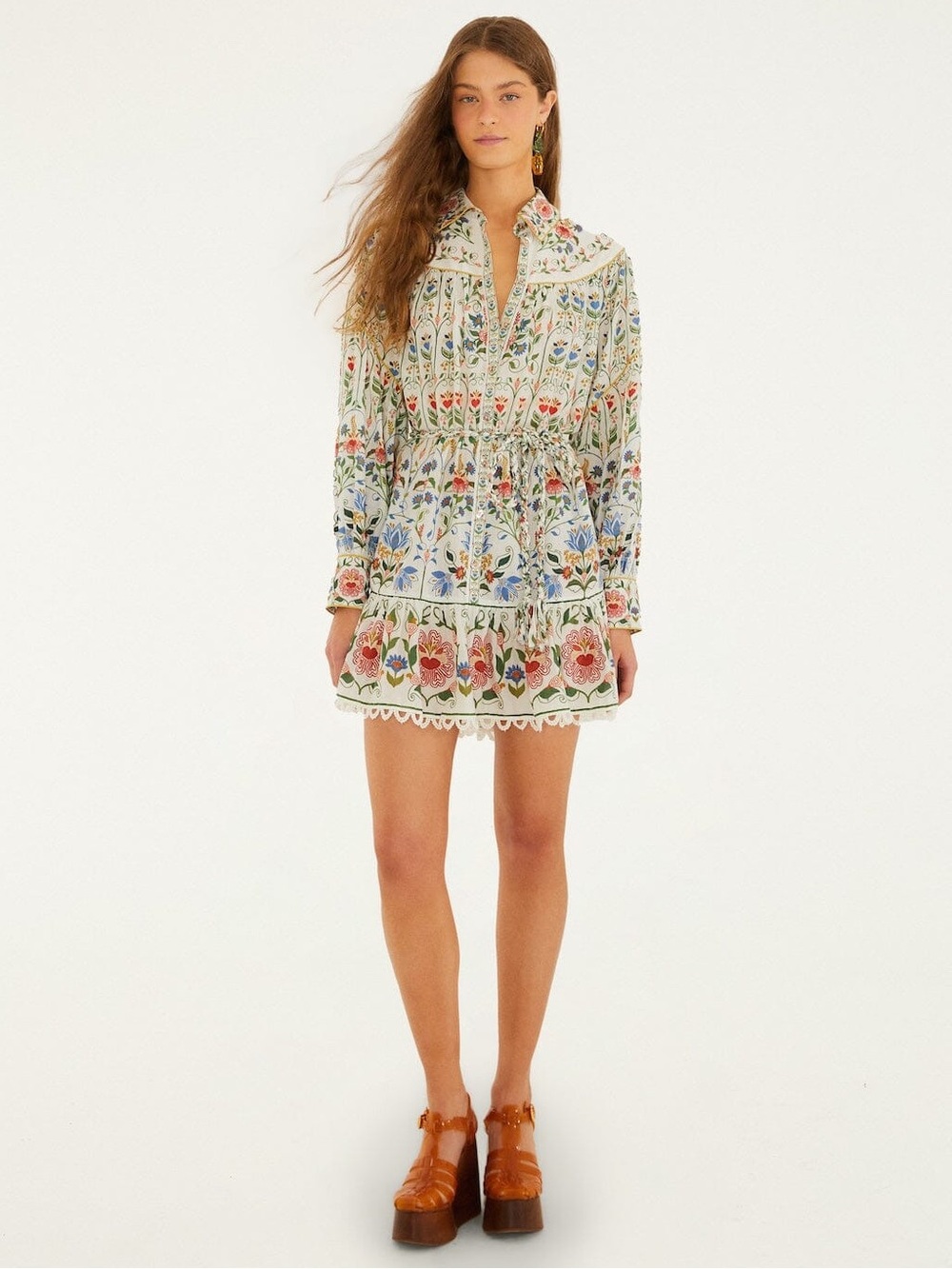‼️NEW Farm Rio Off-White Stitched Garden Floral Mini Dress - Picture 2 of 10